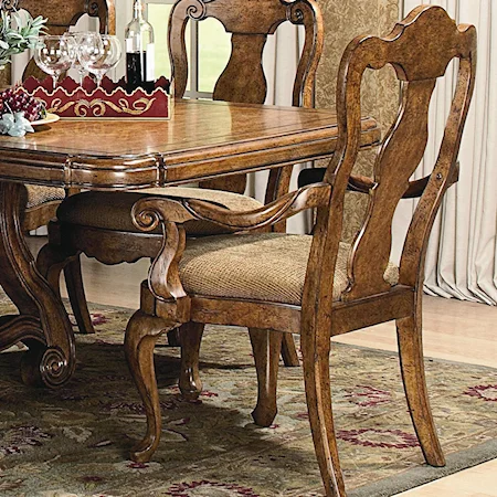 Dining Room Arm Chair w/ Upholstered Seat